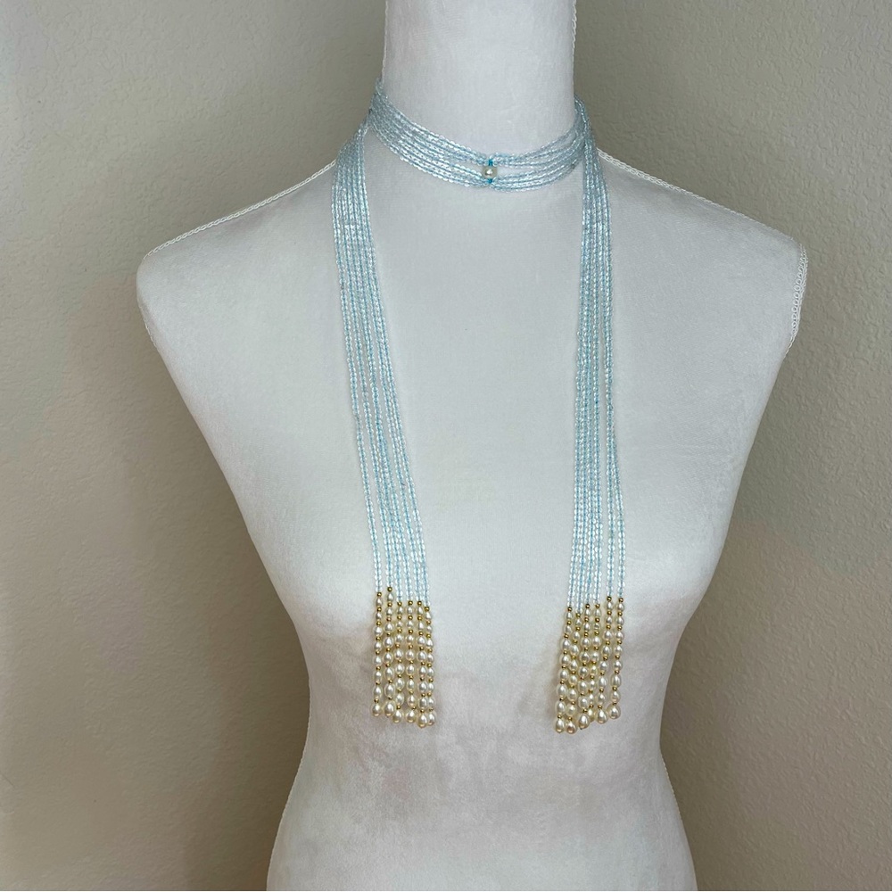 NWOT Gem Lariat by Flora Lu🍀 Amethyst + Blue Topaz
